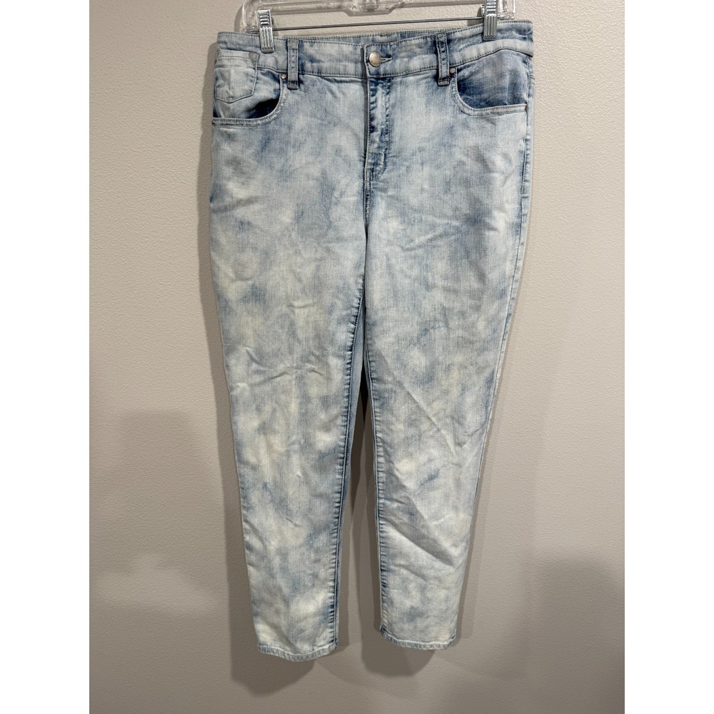 Platinum By Chico's Ankle Skinny Jeans Women Size 1 Blue Denim Light Wash Preppy
